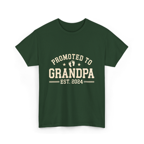 Promoted to Grandpa Grandparents Announcement T-Shirt - Forest Green