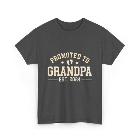 Promoted to Grandpa Grandparents Announcement T-Shirt - Dark Heather