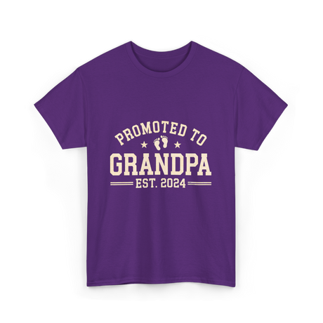 Promoted to Grandpa Grandparents Announcement T-Shirt - Purple