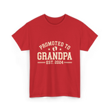 Promoted to Grandpa Grandparents Announcement T-Shirt - Red