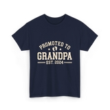 Promoted to Grandpa Grandparents Announcement T-Shirt - Navy