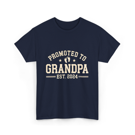 Promoted to Grandpa Grandparents Announcement T-Shirt - Navy