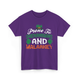 Prone To Shenanigans Malarkey St Patrick T-Shirt - Purple