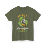 Prone To Shenanigans St Patricks Day T-Shirt - Military Green