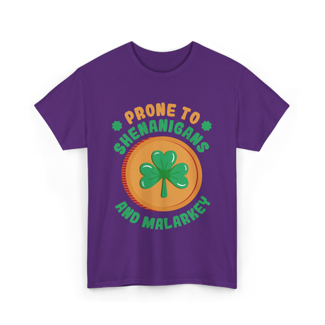 Prone To Shenanigans St. Patrick's Day T-Shirt - Purple