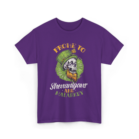 Prone To Shenanigans St Patricks Day T-Shirt - Purple