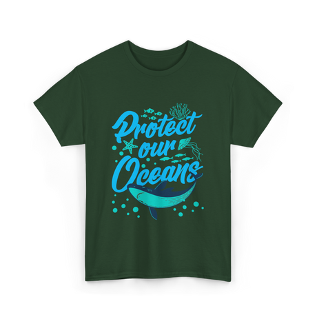 Protect Our Oceans Ocean Conservation T-Shirt - Forest Green