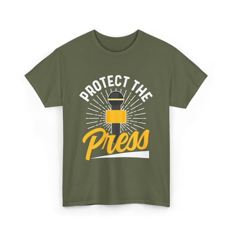 Protect The Press Journalism T-Shirt - Military Green