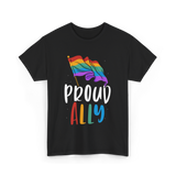 Proud Ally LGBTQ Rainbow Flag T-Shirt - Black