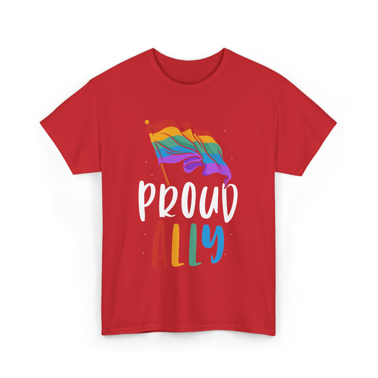 Proud Ally LGBTQ Rainbow Flag T-Shirt - Red