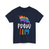 Proud Ally LGBTQ Rainbow Flag T-Shirt - Navy