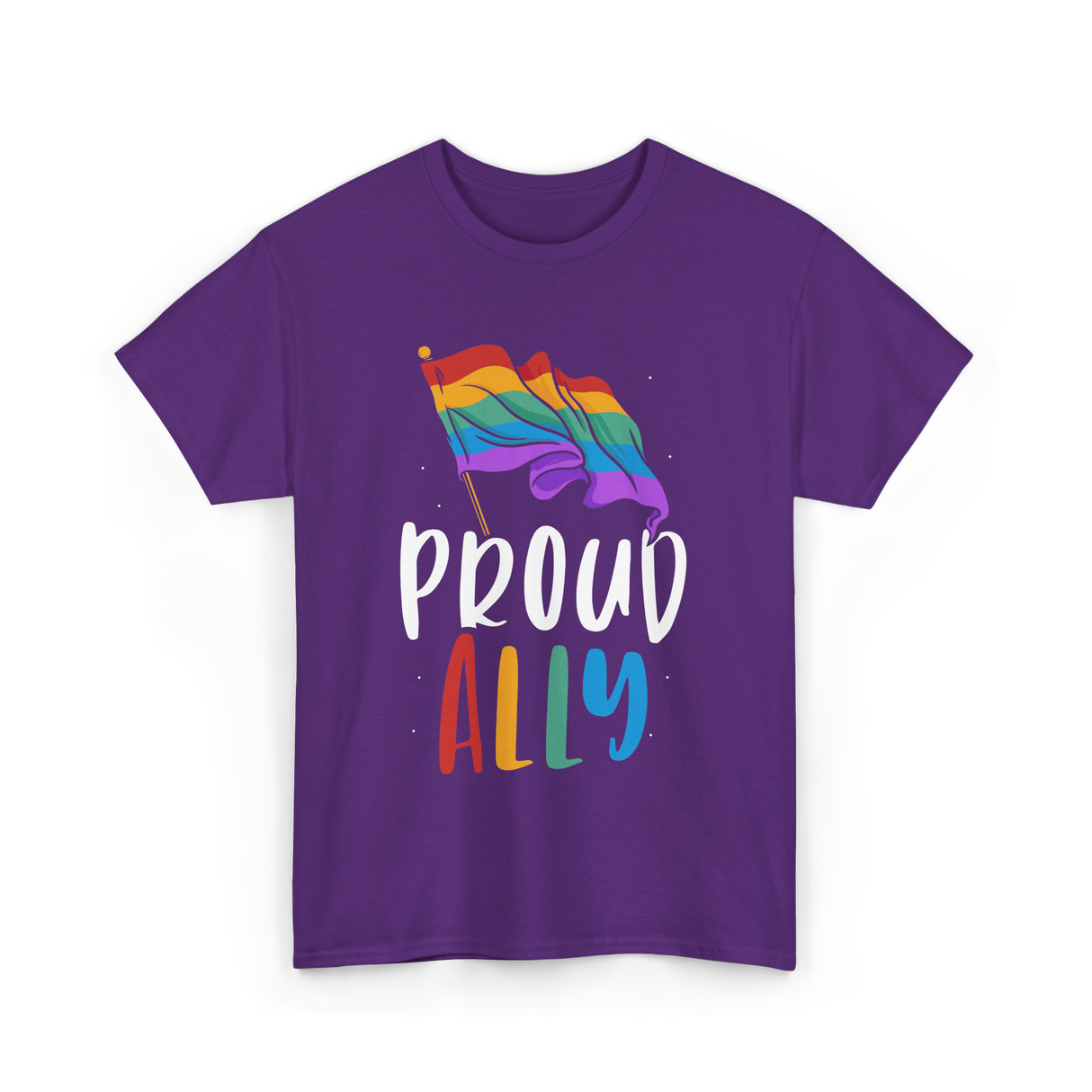 Proud Ally LGBTQ Rainbow Flag T-Shirt - Purple