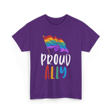 Proud Ally LGBTQ Rainbow Flag T-Shirt - Purple