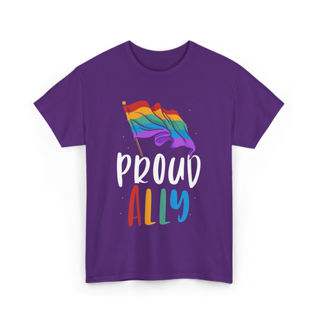 Proud Ally LGBTQ Rainbow Flag T-Shirt - Purple