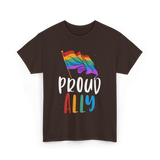 Proud Ally LGBTQ Rainbow Flag T-Shirt - Dark Chocolate