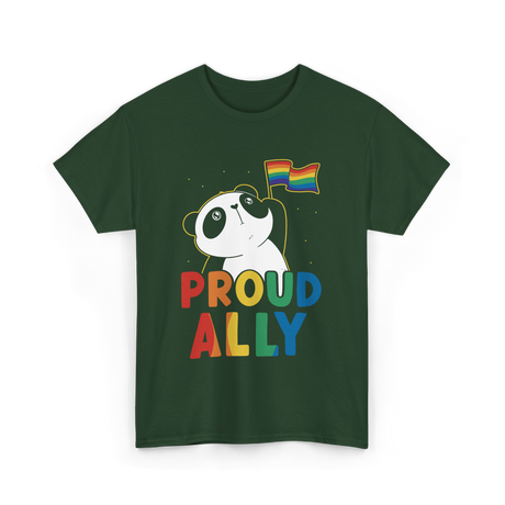 Proud Ally Panda LGBTQ T-Shirt - Forest Green