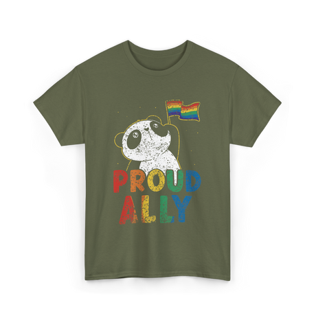 Proud Ally Panda Pride T-Shirt - Military Green