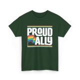 Proud Ally Rainbow Ally T-Shirt - Forest Green