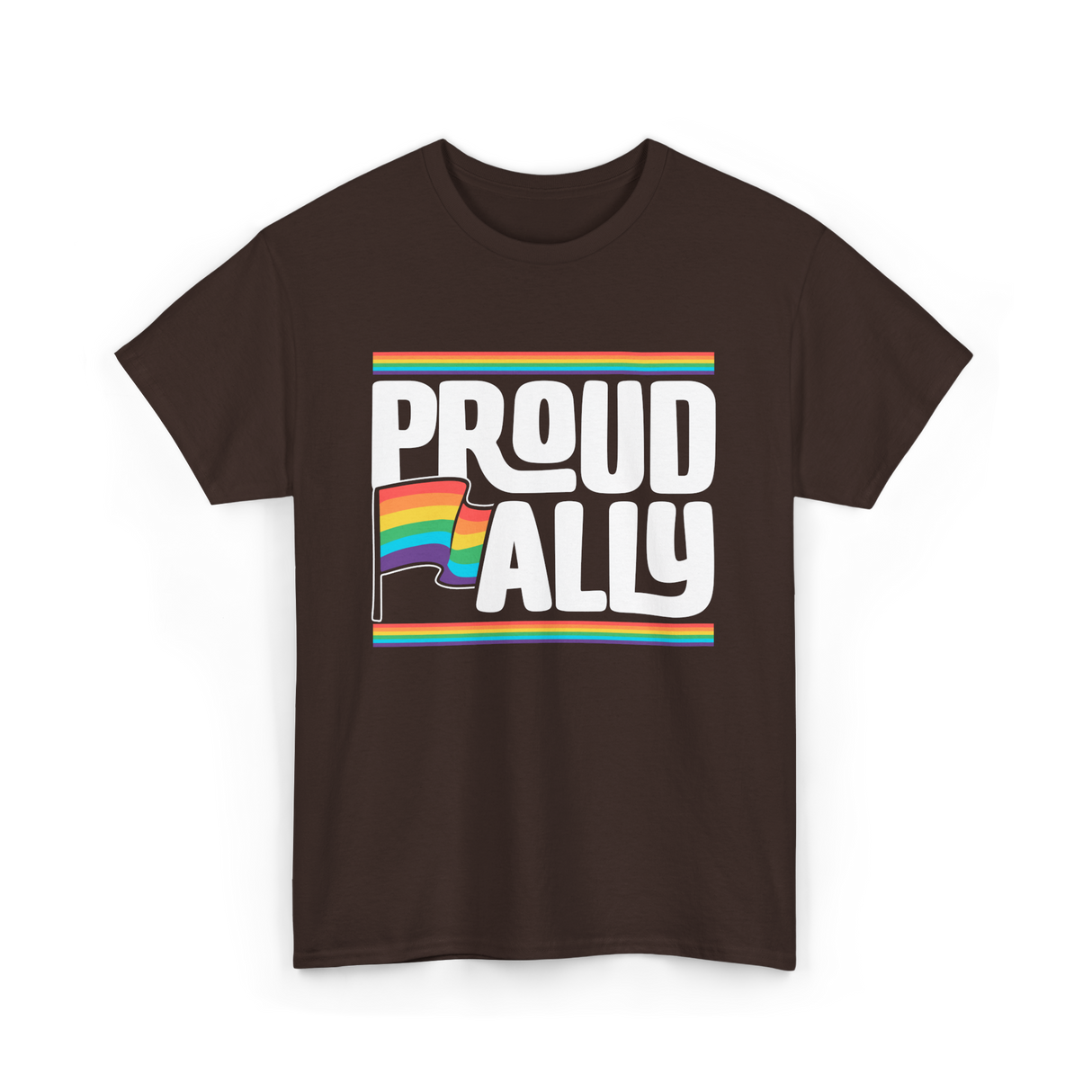 Proud Ally Rainbow Ally T-Shirt - Dark Chocolate