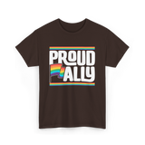 Proud Ally Rainbow Ally T-Shirt - Dark Chocolate