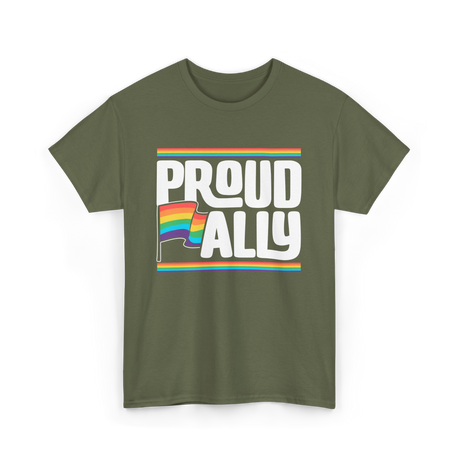 Proud Ally Rainbow Ally T-Shirt - Military Green