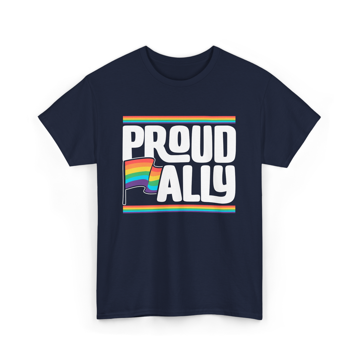 Proud Ally Rainbow Ally T-Shirt - Navy