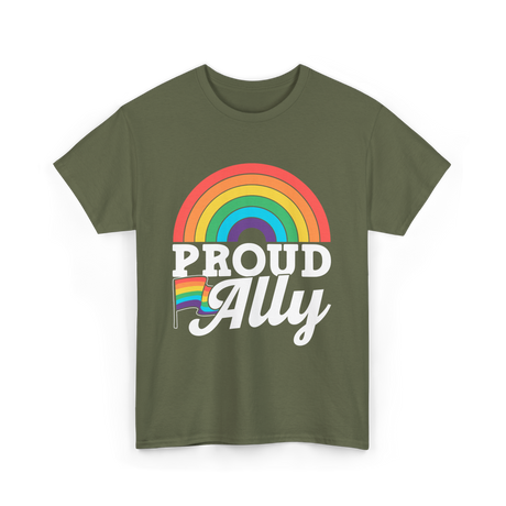 Proud Ally Rainbow Pride T-Shirt - Military Green