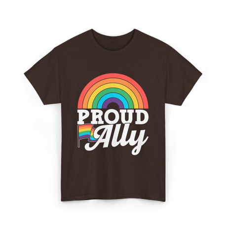 Proud Ally Rainbow Pride T-Shirt - Dark Chocolate