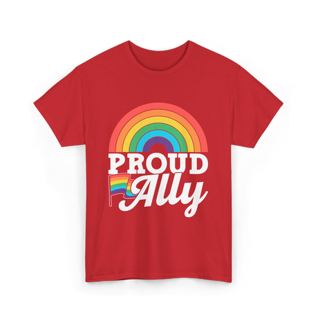 Proud Ally Rainbow Pride T-Shirt - Red