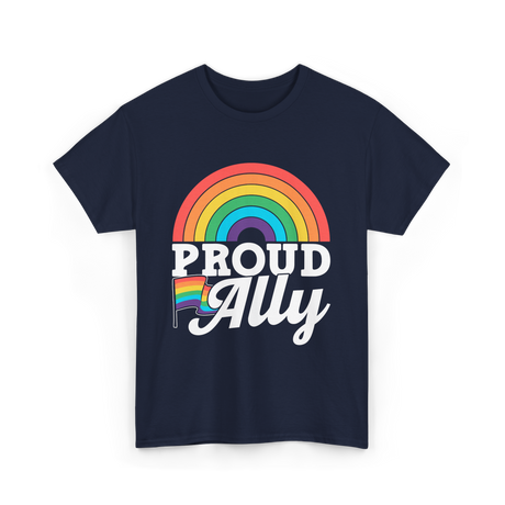 Proud Ally Rainbow Pride T-Shirt - Navy