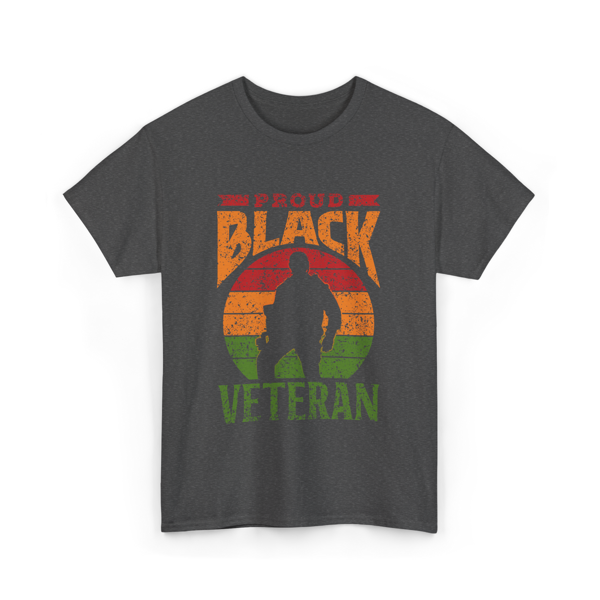 Proud Black Veteran Military T-Shirt - Dark Heather