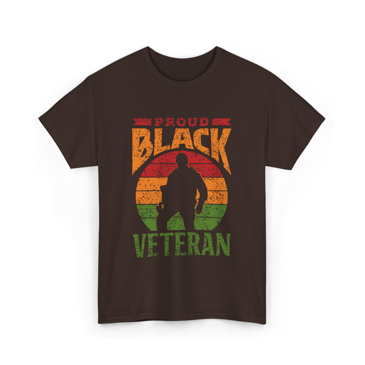 Proud Black Veteran Military T-Shirt - Dark Chocolate