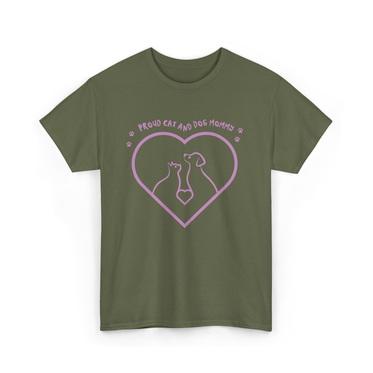 Proud Cat And Dog Mommy Pet Lover T-Shirt - Military Green