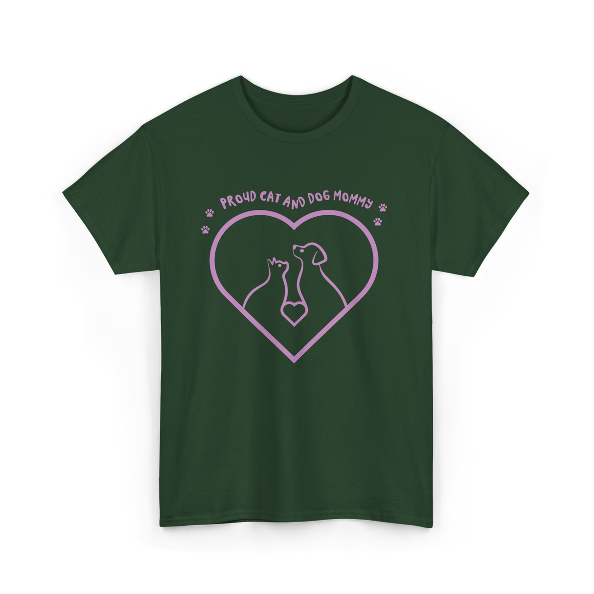 Proud Cat And Dog Mommy Pet Lover T-Shirt - Forest Green