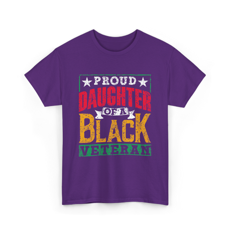 Proud Daughter Black Veteran Military T-Shirt - Purple