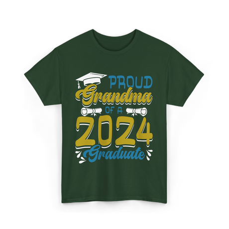 Proud Grandma Of A Graduate 2024 T-Shirt - Forest Green