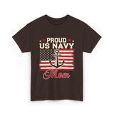 Proud US Navy Mom Navy Veteran T-Shirt - Dark Chocolate