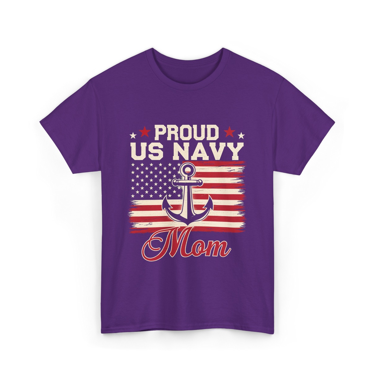 Proud US Navy Mom Navy Veteran T-Shirt - Purple