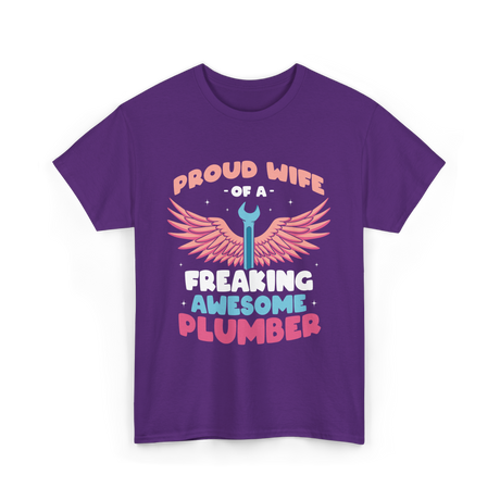 Proud Wife Of A Plumber Plumbing T-Shirt - Purple