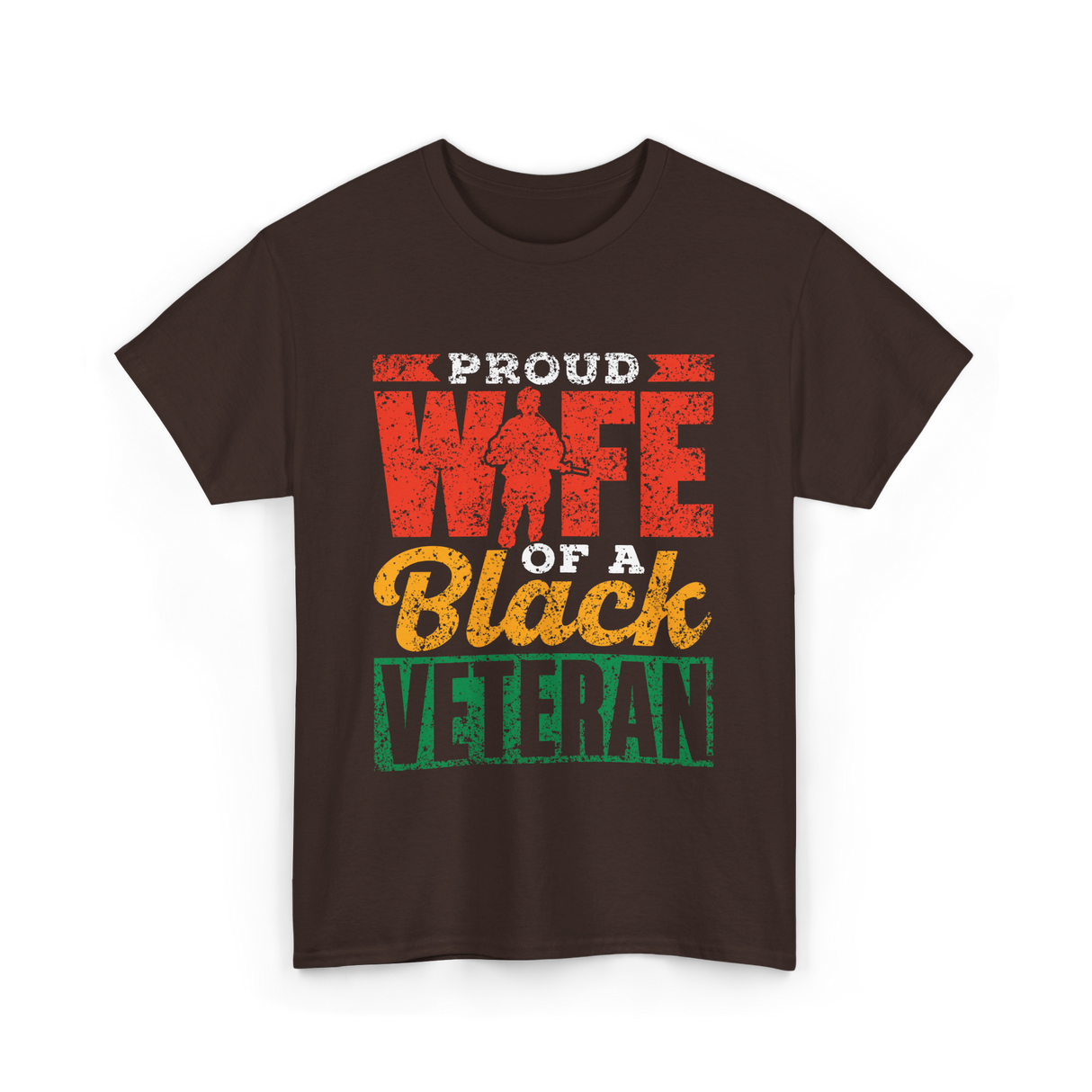 Proud Wife Of A Veteran Military T-Shirt - Dark Chocolate