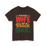 Proud Wife Of A Veteran Military T-Shirt - Dark Chocolate