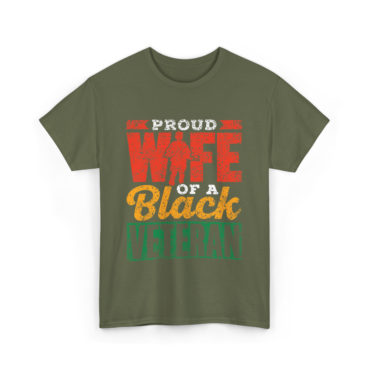 Proud Wife Of A Veteran Military T-Shirt - Military Green