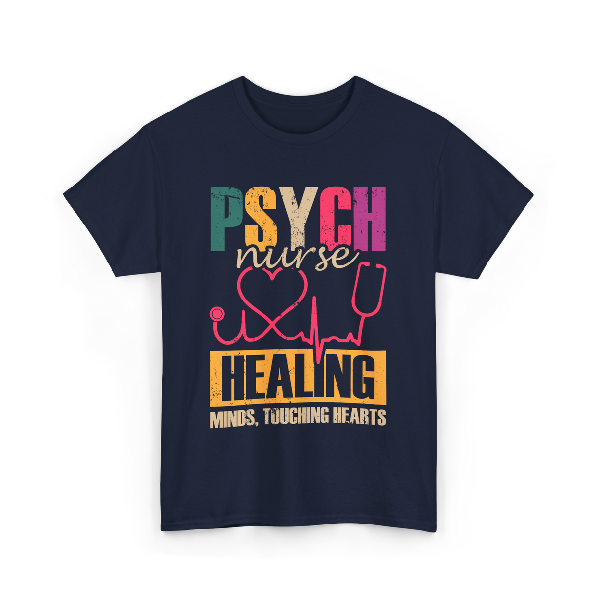 Psych Nurse Healing Minds Psychiatry T-Shirt - Navy