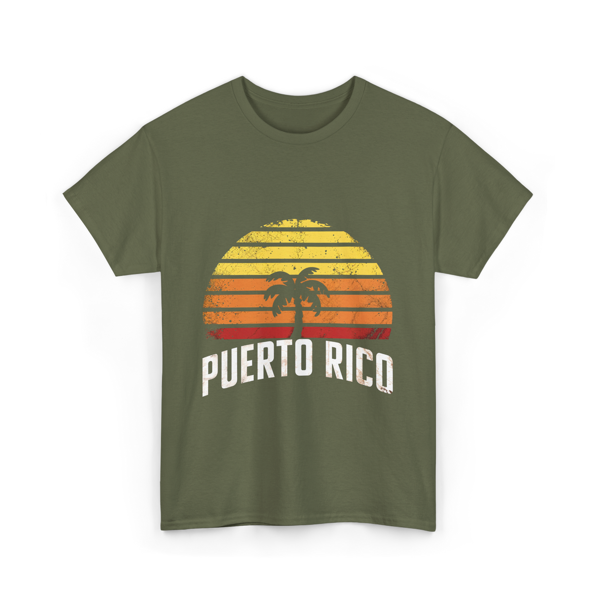 Puerto Rico Retro Design Travel T-Shirt - Military Green