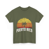 Puerto Rico Retro Design Travel T-Shirt - Military Green