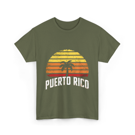 Puerto Rico Retro Design Travel T-Shirt - Military Green