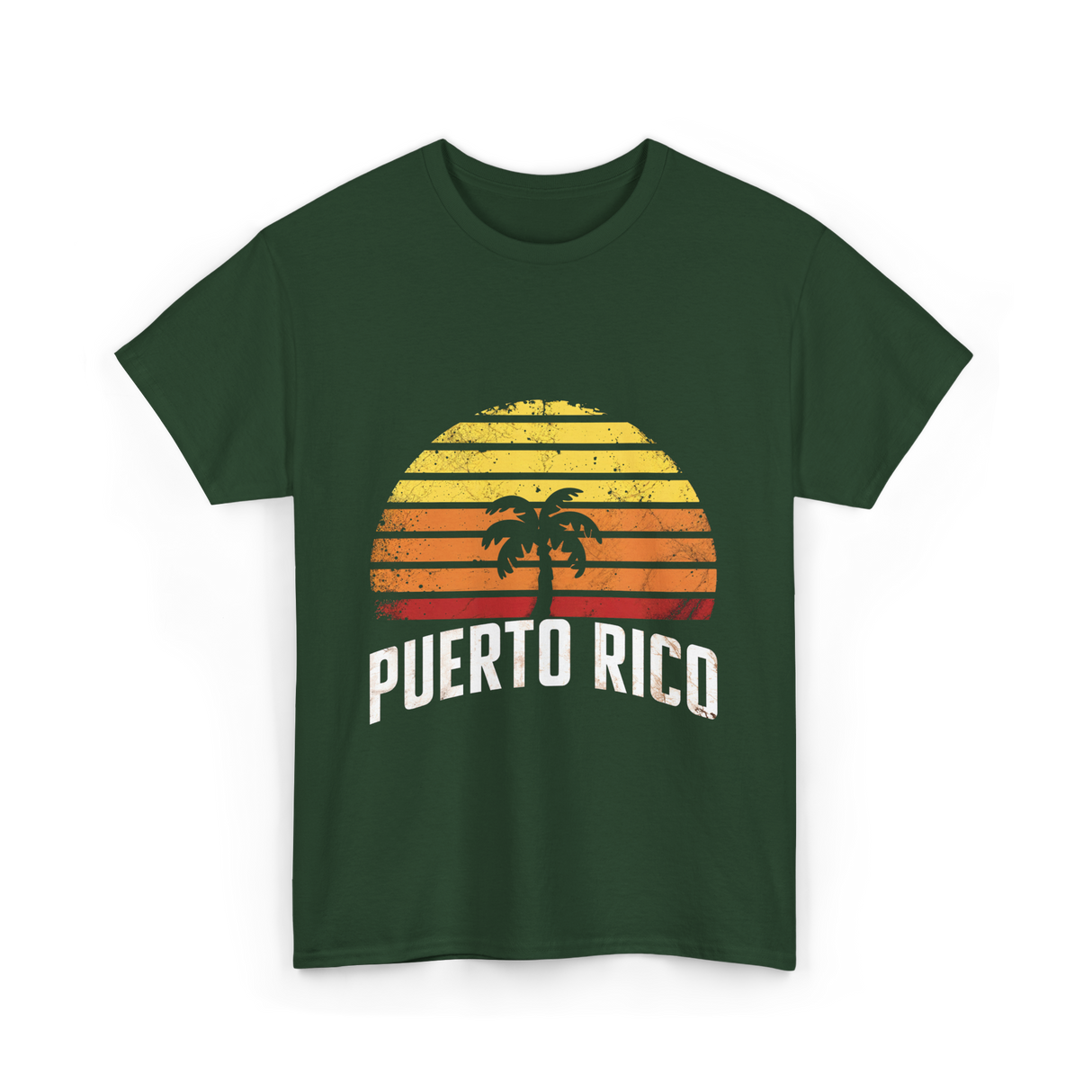 Puerto Rico Retro Design Travel T-Shirt - Forest Green