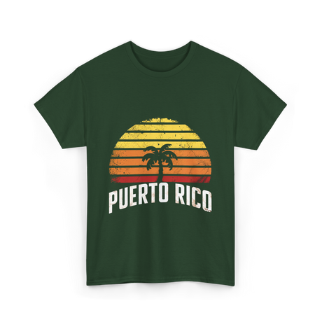 Puerto Rico Retro Design Travel T-Shirt - Forest Green