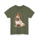 Pug Birthday Celebration Pug Party T-Shirt - Military Green