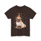 Pug Birthday Celebration Pug Party T-Shirt - Dark Chocolate